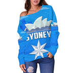 Sydney Sky Blue Off Shoulder Sweater - Vibe Hoodie