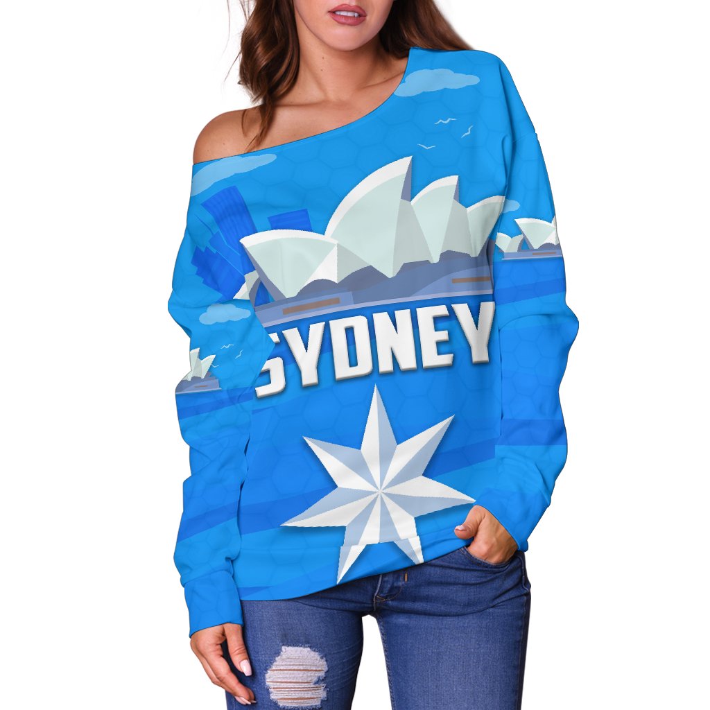 Sydney Sky Blue Off Shoulder Sweater - Vibe Hoodie
