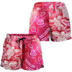 Aboriginal Women's Short - Sea Turtle With Indigenous Patterns (Pink) - Vibe Hoodie