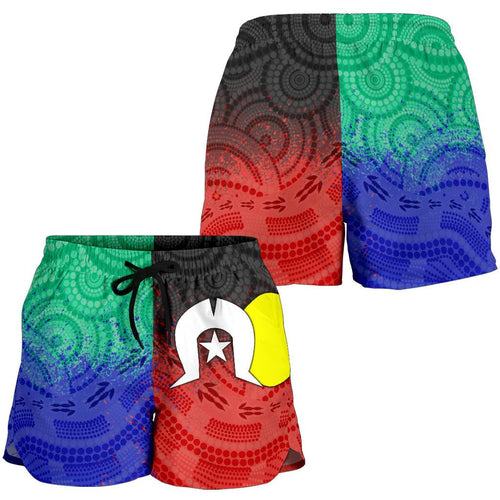 Aboriginal Women's Shorts, Australia Naidoc Week Indigenous Flag Style - Vibe Hoodie