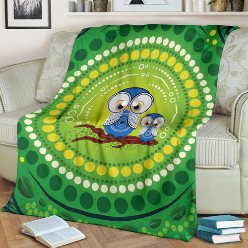 premium-blanket-indigenous-owl