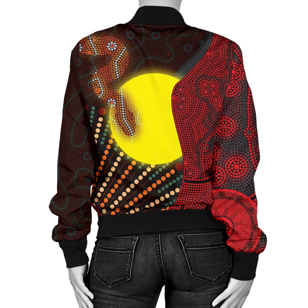aboriginal-womens-bomber-jacket-indigenous-snake-sun-dot-painting