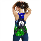 Aboriginal  Women's Racerback Tank- Torres Strait Symbol With Indigenous Patterns - Vibe Hoodie