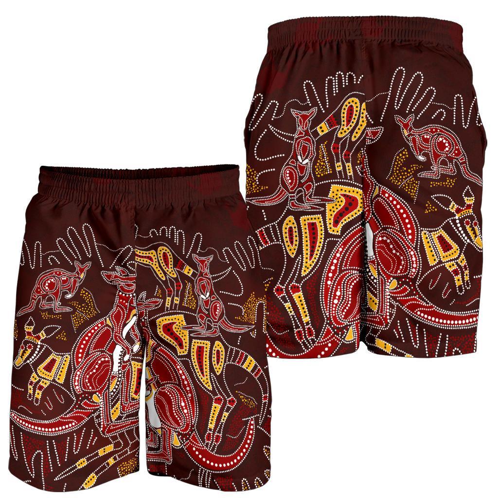 aboriginal-mens-shorts-kangaroo-family-with-hand-art