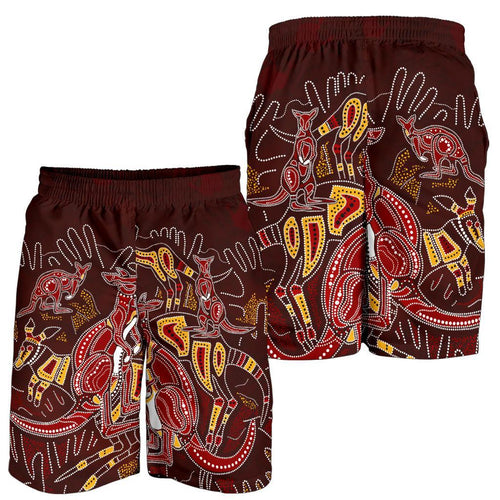 aboriginal-mens-shorts-kangaroo-family-with-hand-art