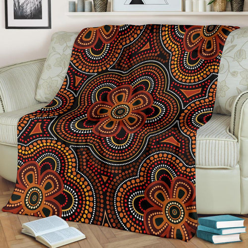 aboriginal-premium-blanket-aboriginal-dot-painting-flowers-style-ver02