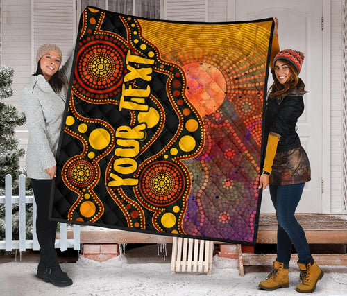 custom-text-aboriginal-premium-quilt-australia-indigenous-flag-circle-dot-painting-art-golden