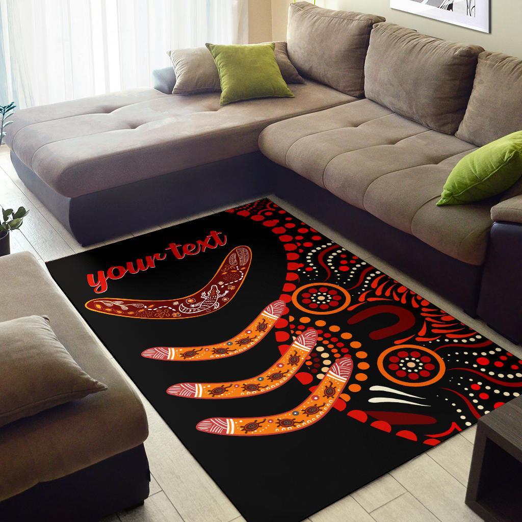aboriginal-personalised-area-rug-aboriginal-boomerangs-with-dot-painting-pattern