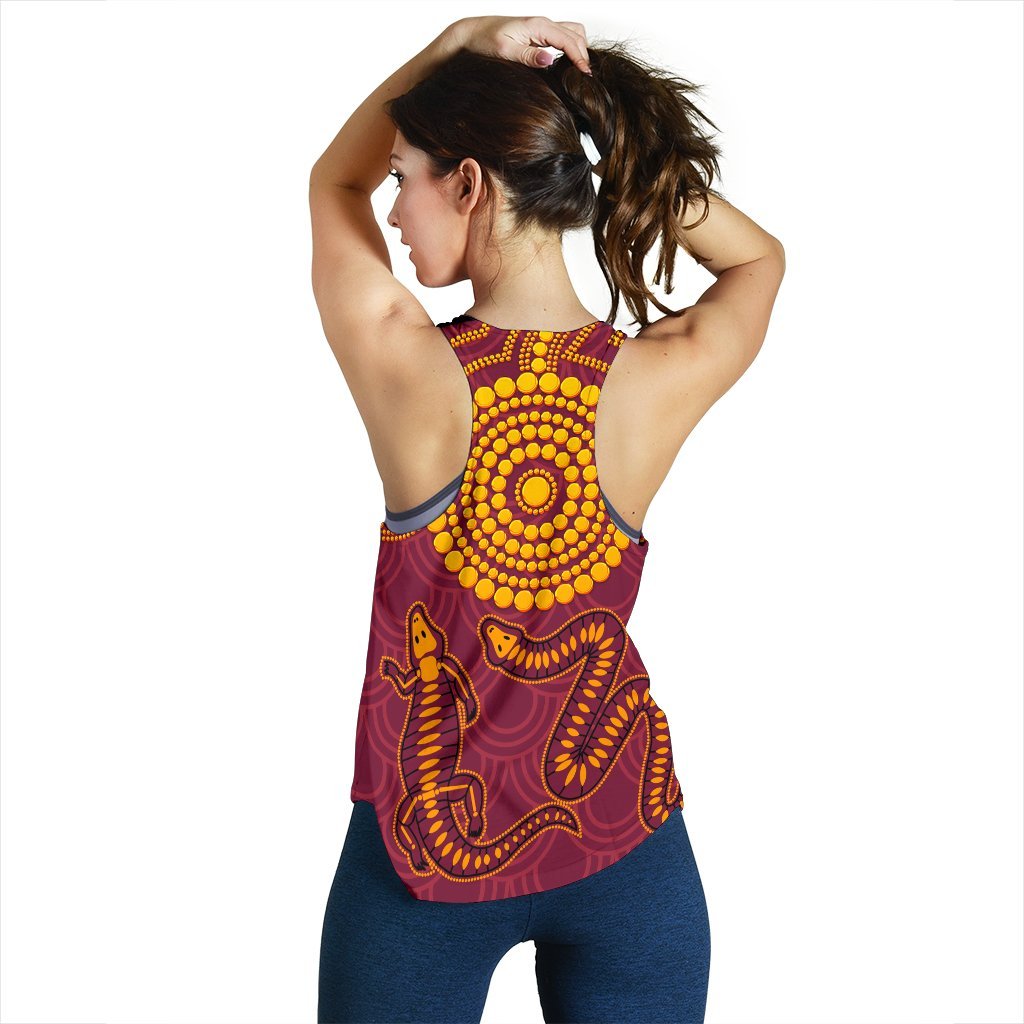 Aboriginal Women's Racerback Tank - Aboriginal Snake And Alligator - Vibe Hoodie
