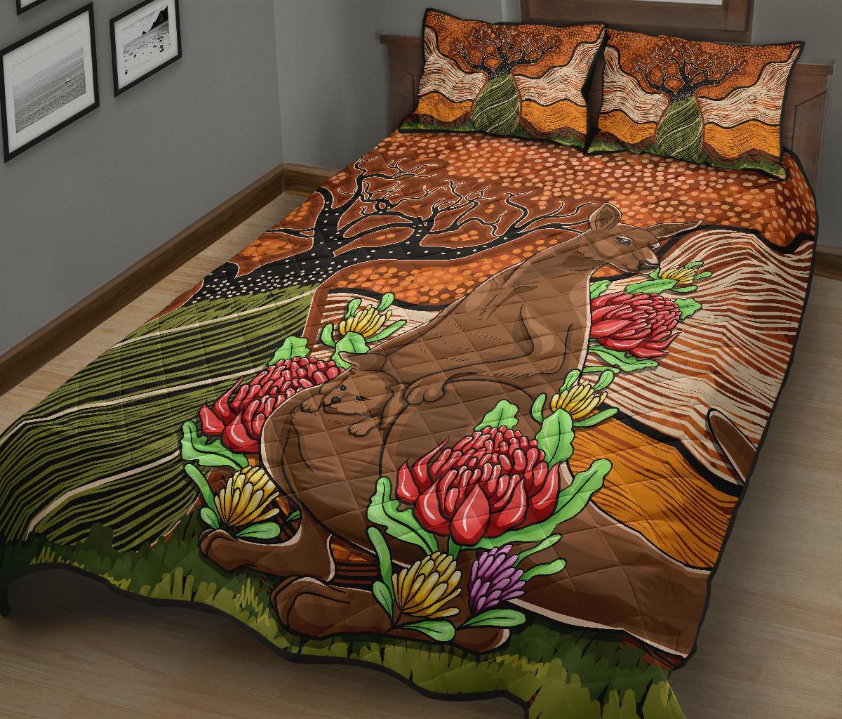 aboriginal-quilt-bed-set-kangaroo-with-indigenous-tree