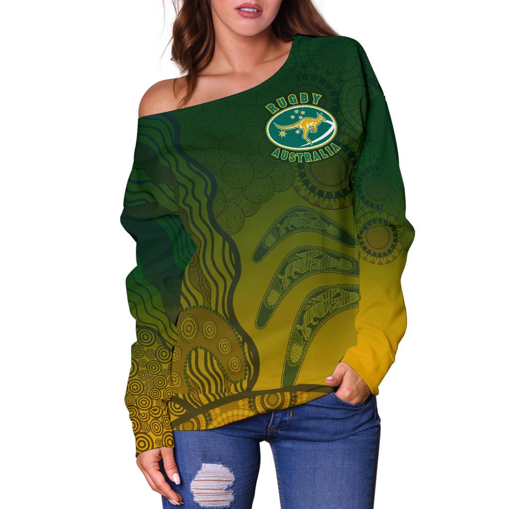Off Shoulder Sweater, Aboriginal Australian Rugby Sweater - Vibe Hoodie