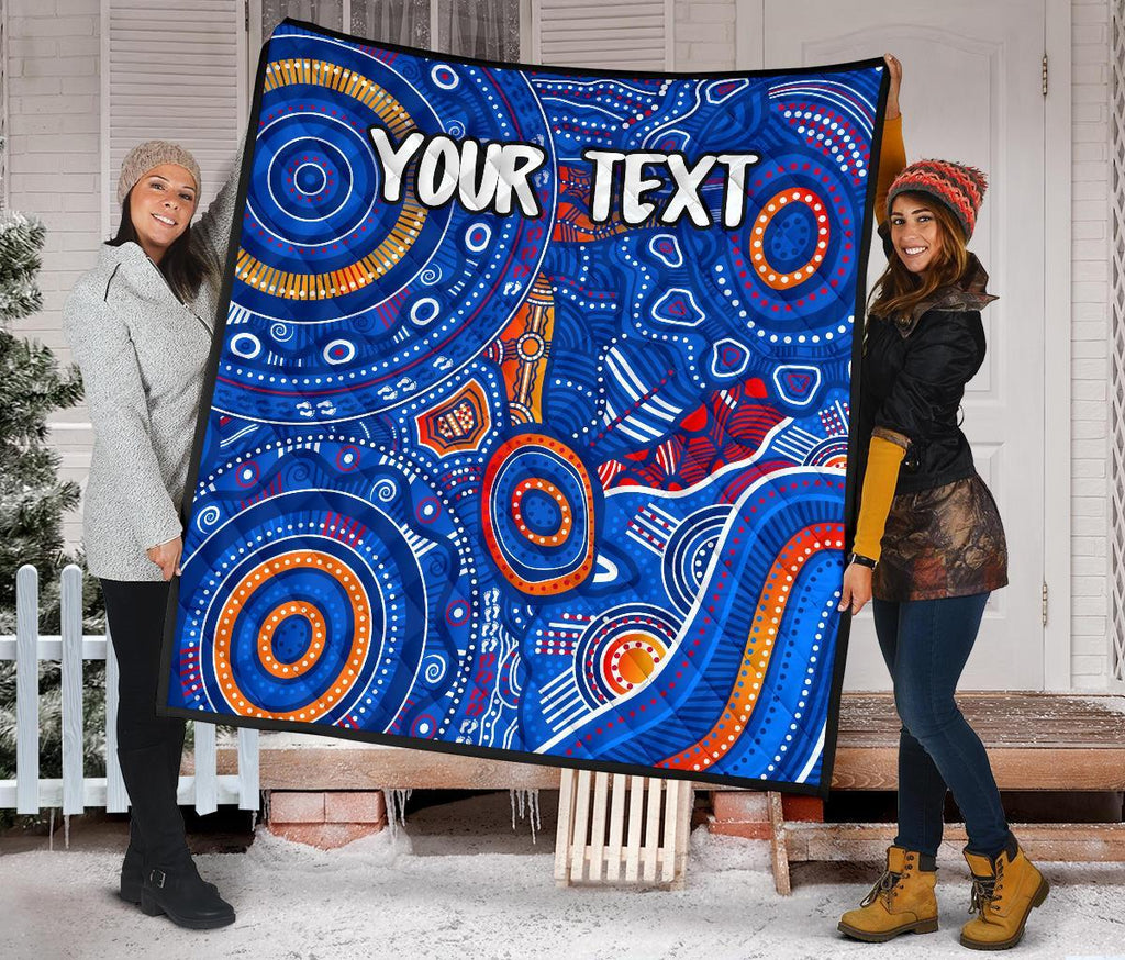 custom-text-aboriginal-premium-quilt-indigenous-footprint-patterns-blue-color