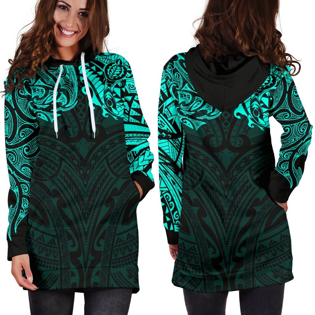 new-zealand-womens-hoodie-dress-maori-polynesian-tattoo-turquoise
