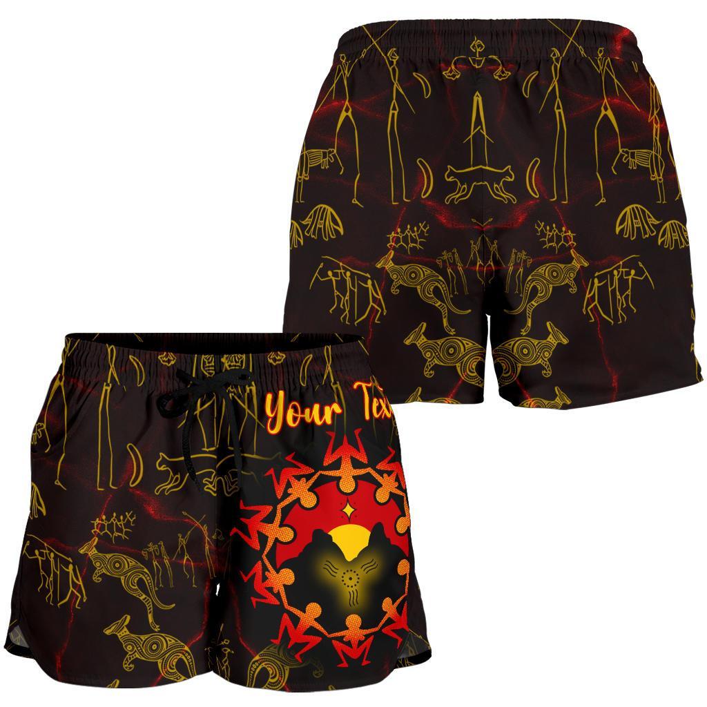 [Custom] Aboriginal Women's Shorts - Australia Map and Indigenous Flag - Vibe Hoodie