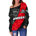 (Custom Personalised) Bombers Naidoc Week Women's Off Shoulder Sweater Essendon Ingenious Spesial Version - Custom Text and Number - Vibe Hoodie