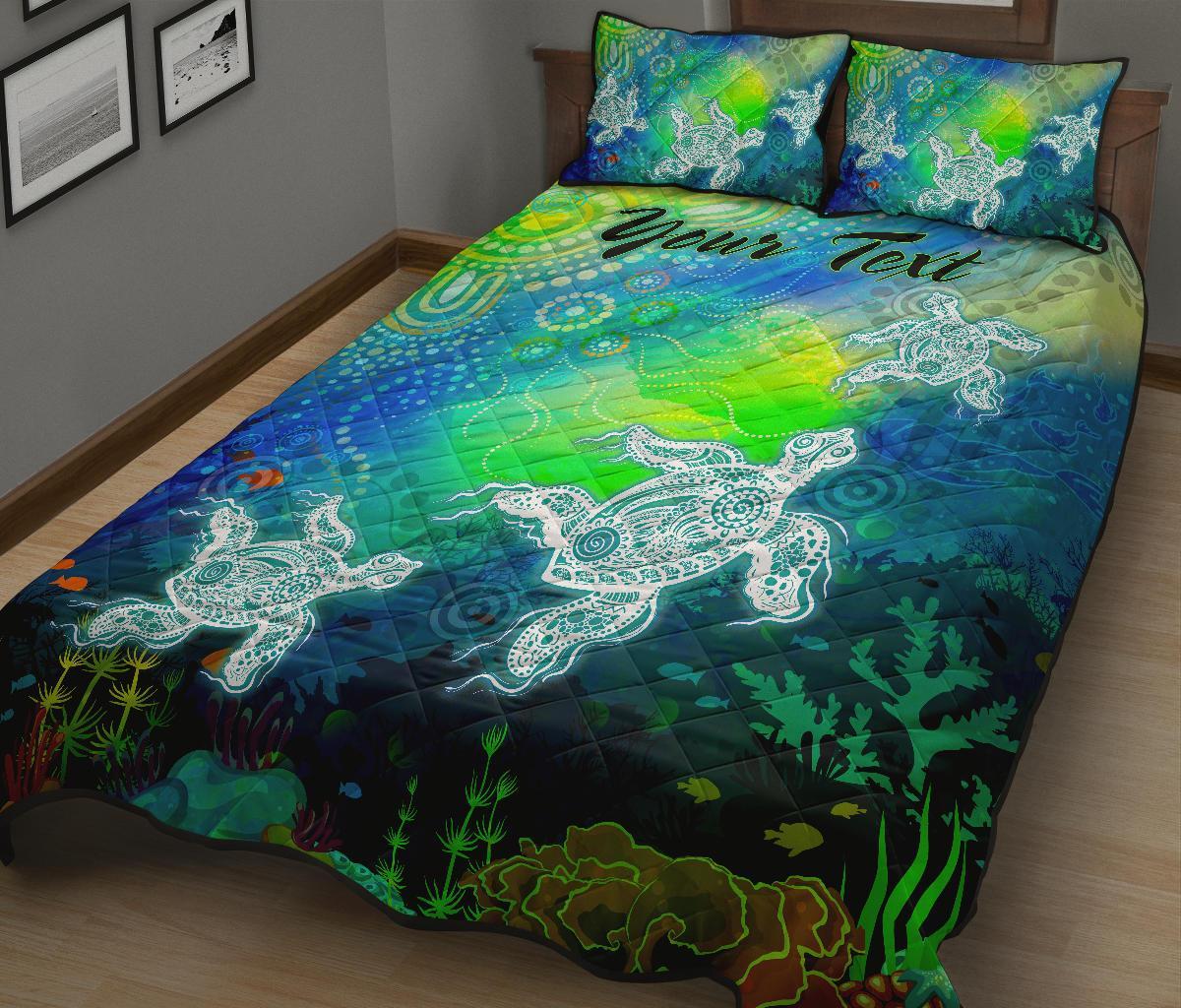 custom-text-aboriginal-quilt-bed-set-indigenous-turtle-ocean-dot-painting-art