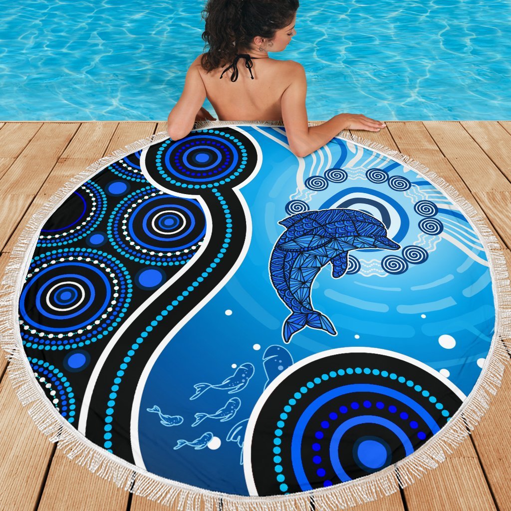 aboriginal-beach-blanket-dolphin-and-aboriginal-dot-patterns