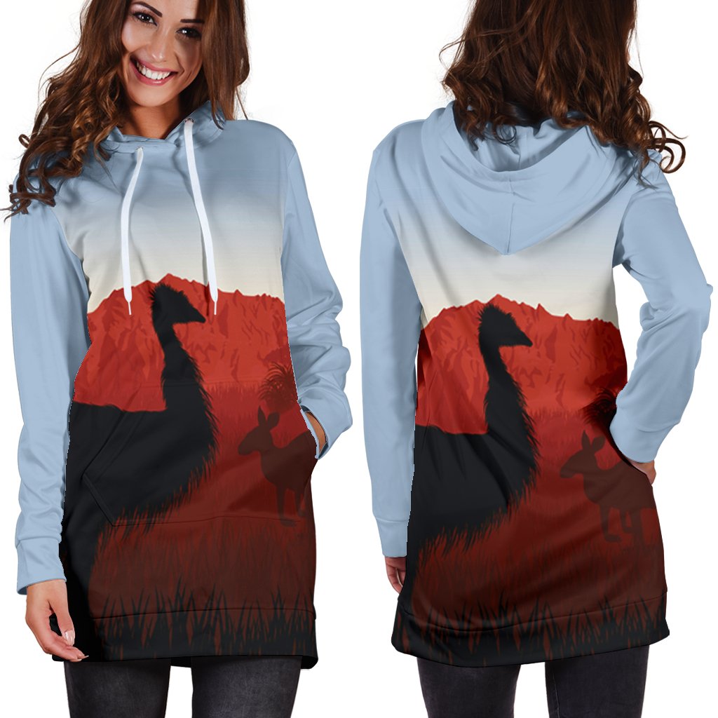 hoodie-dress-australian-nature-with-emu-and-kangaroo