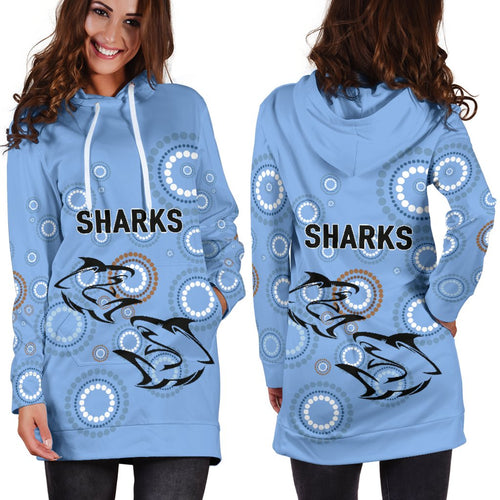 Cronulla Women's Hoodie Dress Sharks Unique Indigenous - Vibe Hoodie