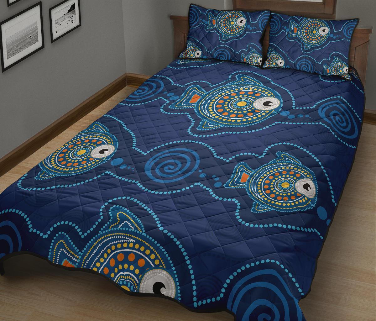 aboriginal-quilt-bed-set-indigenous-turtle-patterns