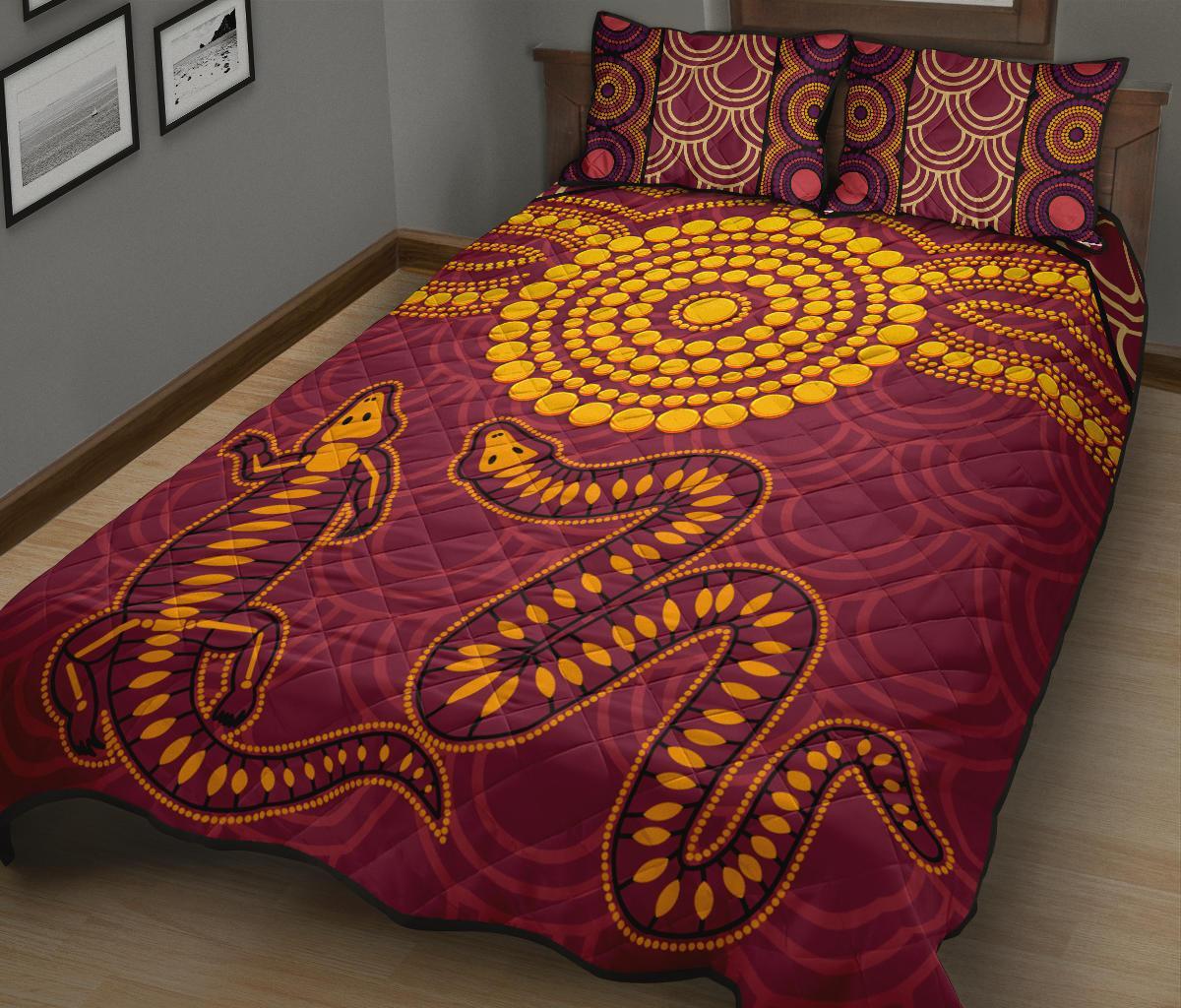 aboriginal-quilt-bed-set-aboriginal-snake-and-alligator