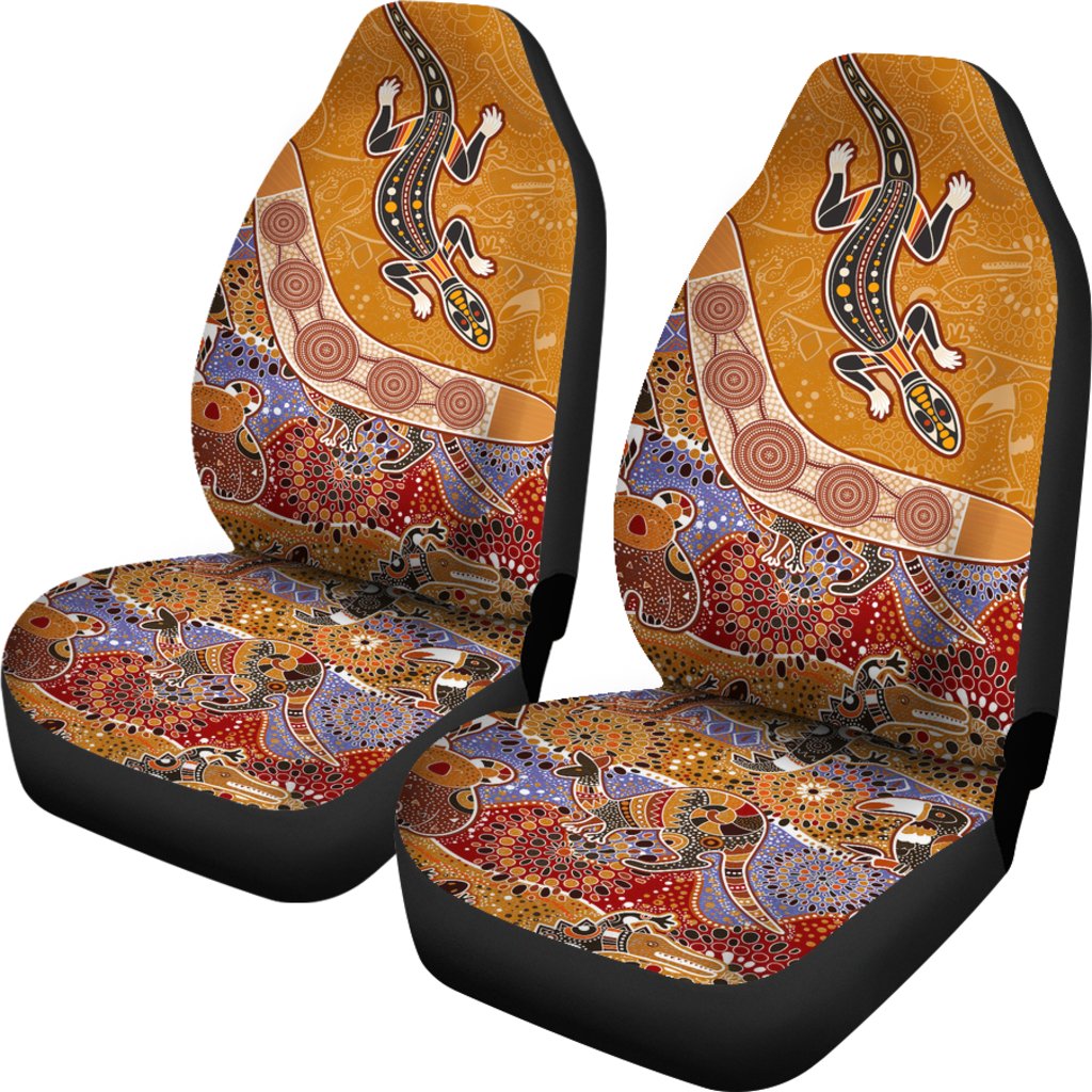 aboriginal-car-seat-covers-lizard-patterns-boomerang-kangaroo-crocodile