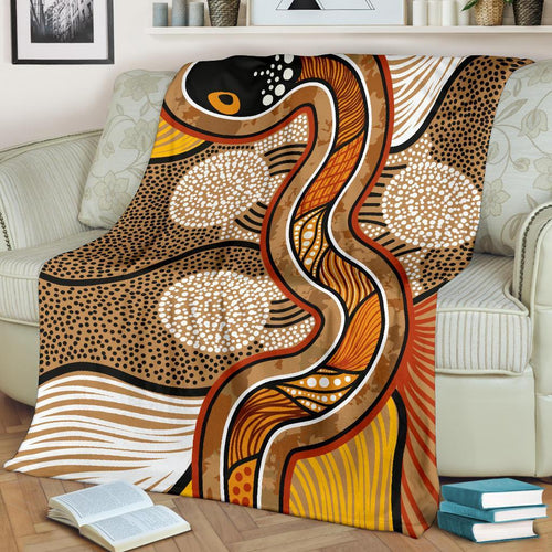 aboriginal-premium-blanket-indigenous-snake-vintage-stye