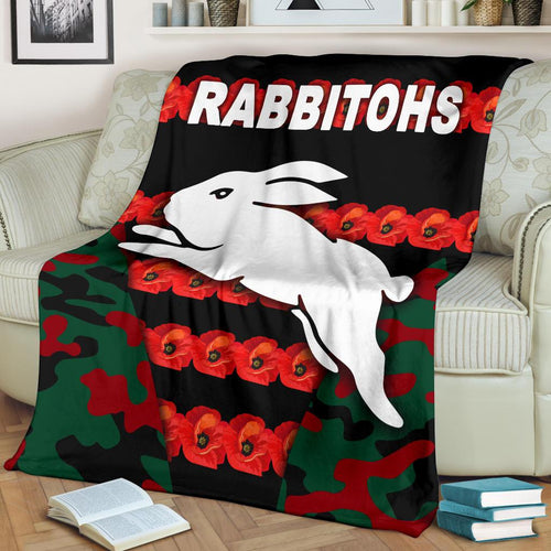 south-sydney-rabbitohs-premium-blanket-anzac-day-poppy-flower-vibes