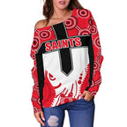 Saints Enthusiasm Off Shoulder Sweater St Kilda Indigenous - Vibe Hoodie