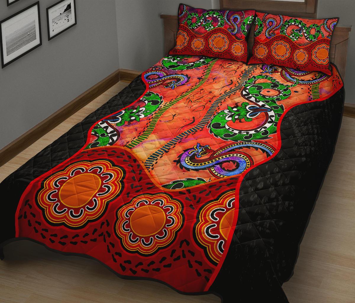 aboriginal-quilt-bed-set-aussie-indigenous-patterns-orange