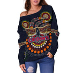 Adelaide Women Off Shoulder Sweater Indigenous Crows - Vibe Hoodie
