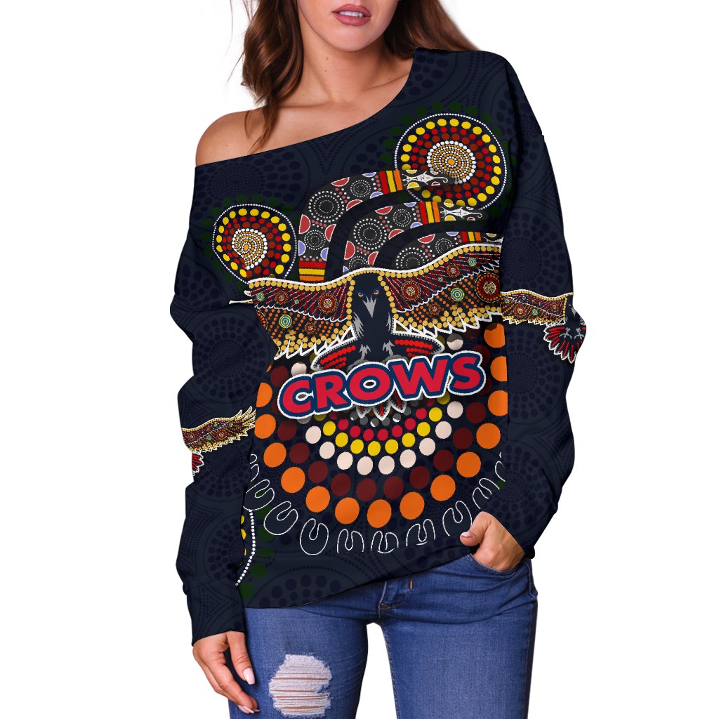 Adelaide Women Off Shoulder Sweater Indigenous Crows - Vibe Hoodie