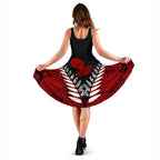 New Zealand Aotearoa Silver Women Midi Dress - Red Vline Version - Vibe Hoodie