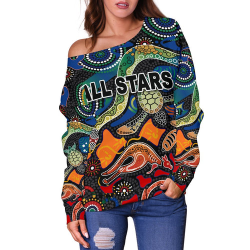 Indigenous Women Off Shoulder Sweater All Stars Pride Version - Vibe Hoodie