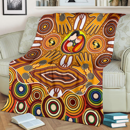 blankets-aboriginal-family-with-dot-painting-art