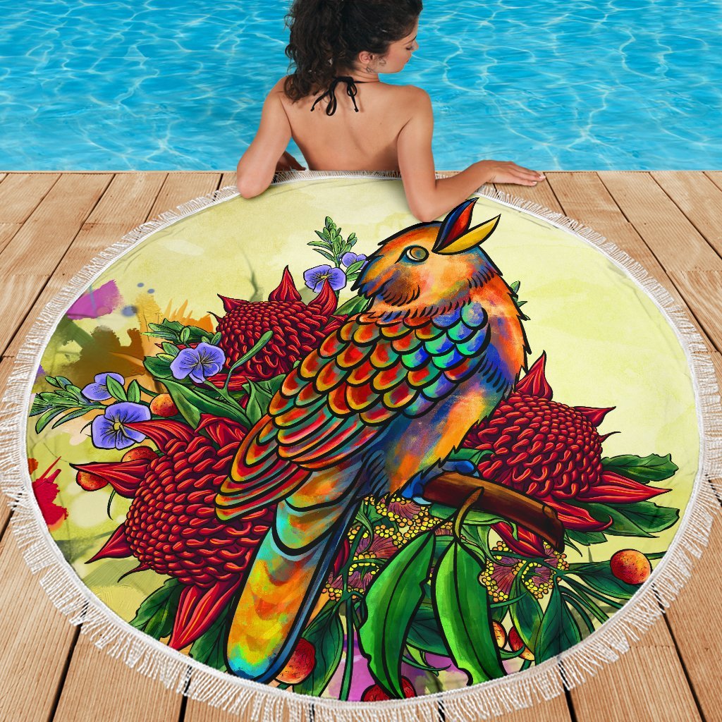 beach-blanket-australia-kookaburra-with-waratah