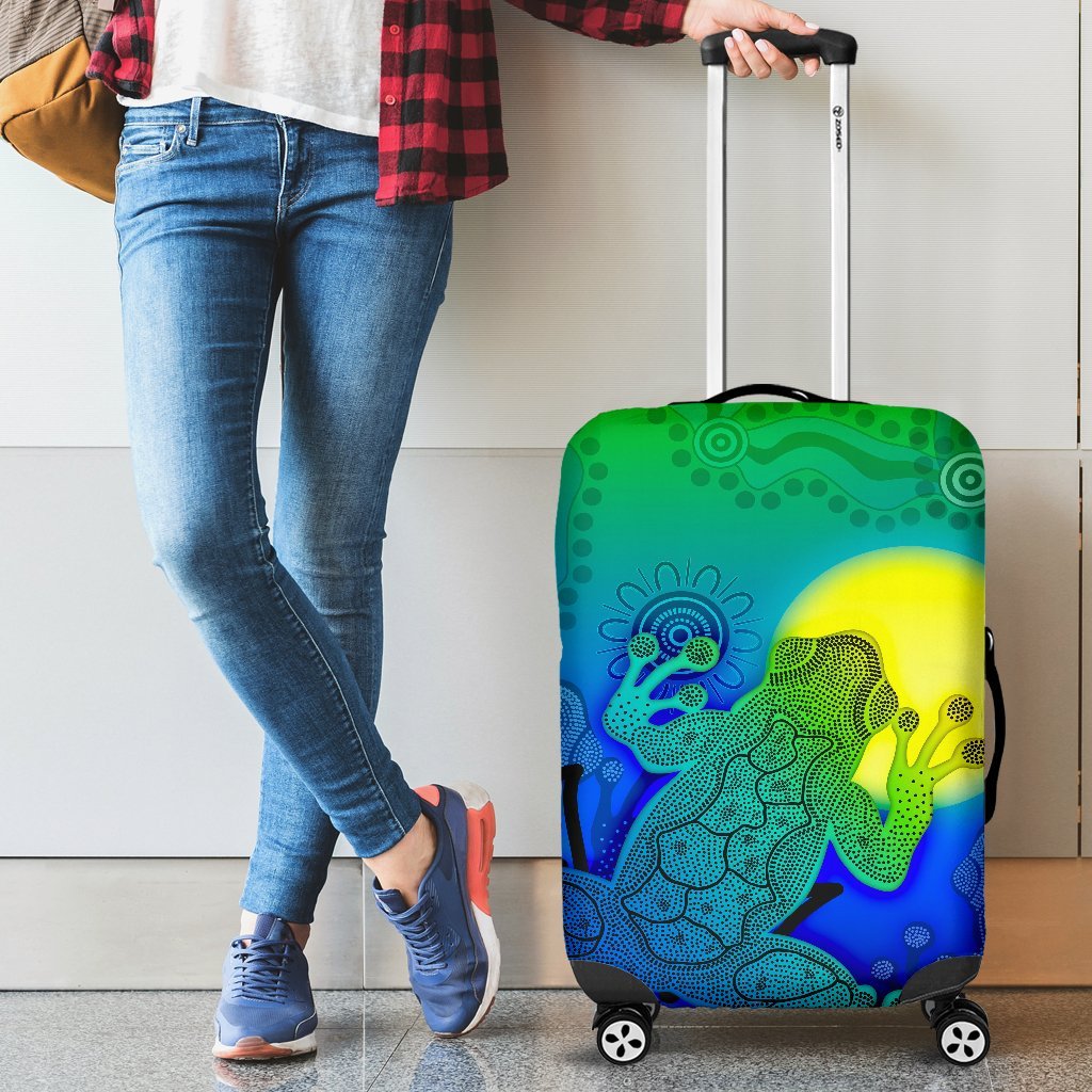 aboriginal-luggage-covers-indigenous-frog-blue