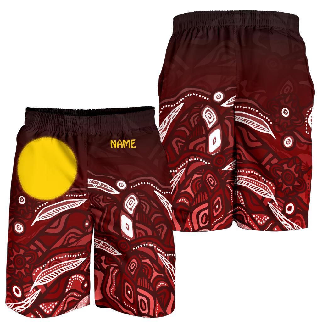 custom-text-aboriginal-mens-shorts-red-landscape
