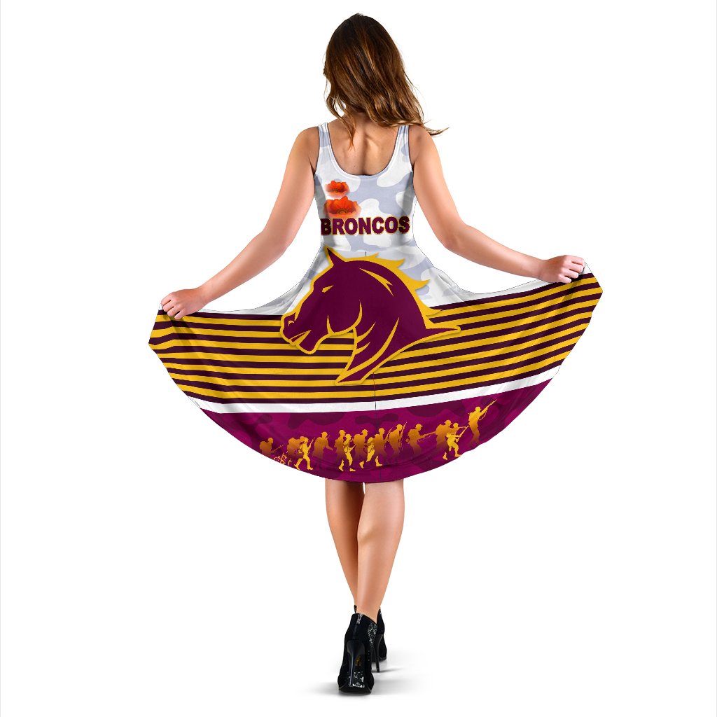 Brisbane Broncos Women's Dress Anzac Day Simple Style - White - Vibe Hoodie
