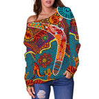 Aboriginal Women's Off Shoulder Sweater - Indigenous Boomerang - Vibe Hoodie