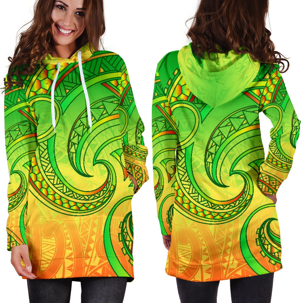 new-zealand-maori-mangopare-women-hoodie-dress-polynesian-green