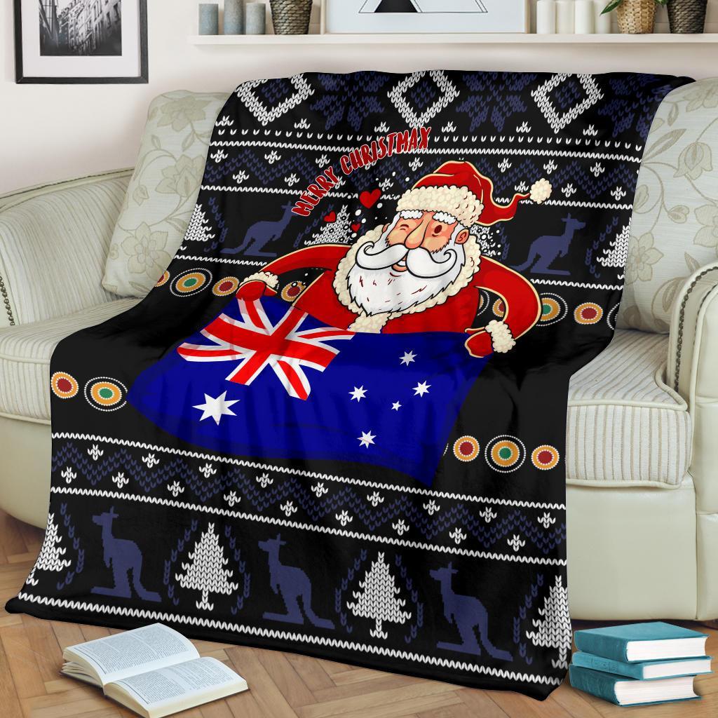 christmas-premium-blanket-australia-santa-claus-hold-the-flag-black