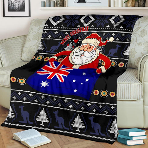 christmas-premium-blanket-australia-santa-claus-hold-the-flag-black