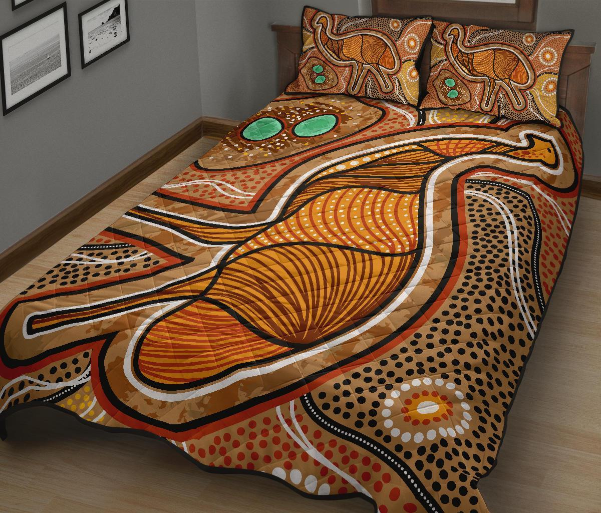 aboriginal-quilt-bed-set-indigenous-emu-vintage-stye
