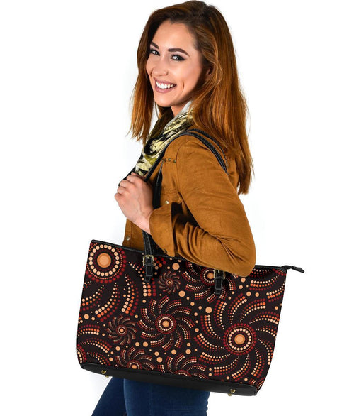 leather-tote-bag-aboriginal-circle-dot-painting-patterns