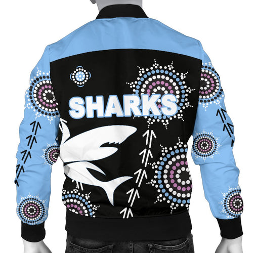 cronulla-mens-bomber-jacket-sharks-simple-indigenous-black
