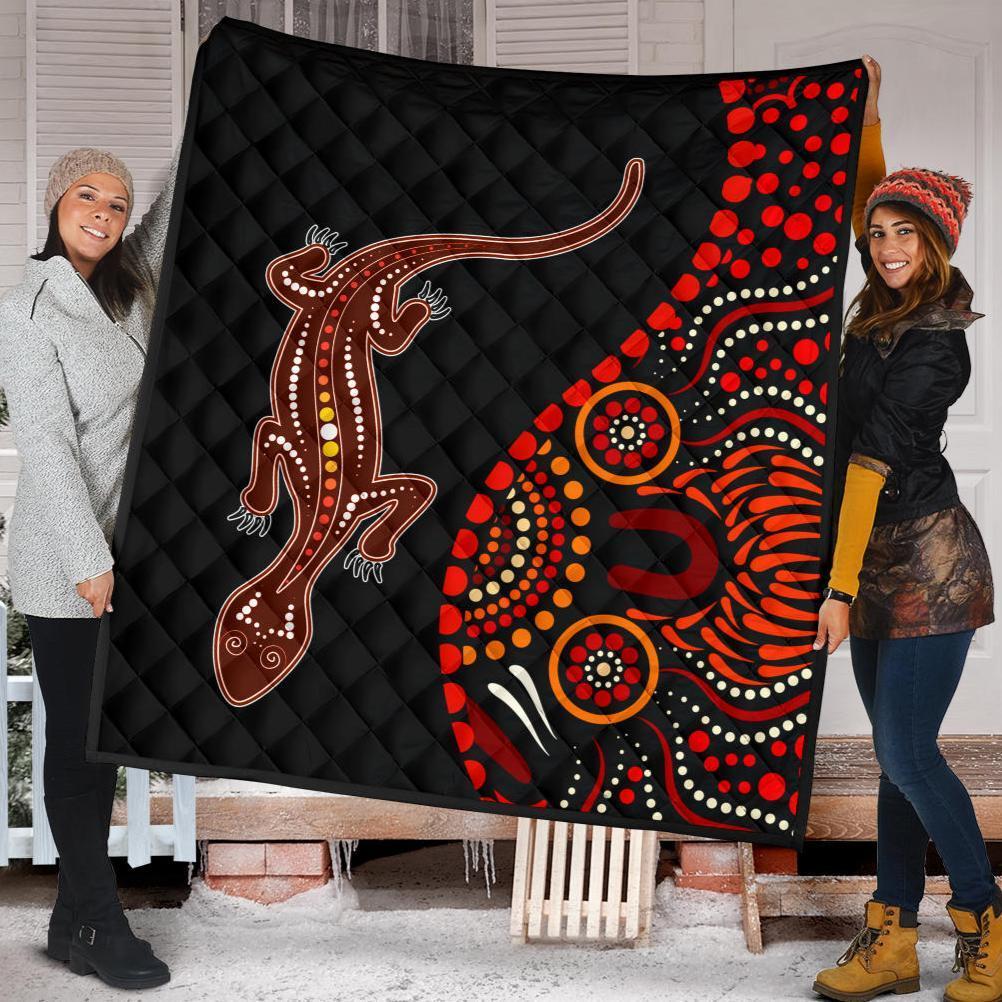aboriginal-premium-quilt-aboriginal-lizard-with-dot-painting-pattern