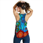 Aboriginal Women's Racerback Tank - Aussie Indigenous Patterns Blue - Vibe Hoodie