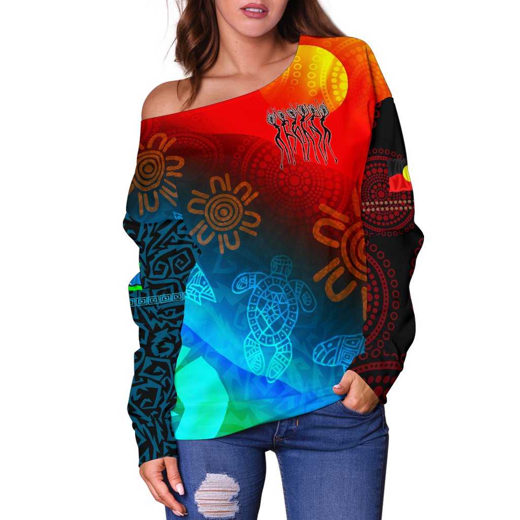 Naidoc Women's Off Shoulder Sweater  - Proud To Be - Vibe Hoodie