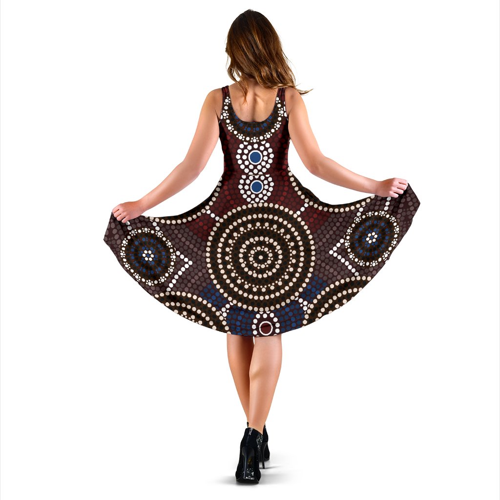 Midi Dress - Aboriginal Dot Painting Dress Ver08 - Vibe Hoodie